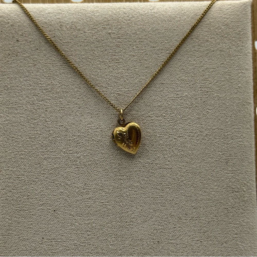Gold filled dainty. Heart locket  Pendant Necklace